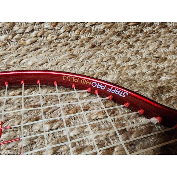 New! Vintage Wilson Staff Pro Mid Plus High Beam Series Red White Racket & Case - Picture 5 of 8